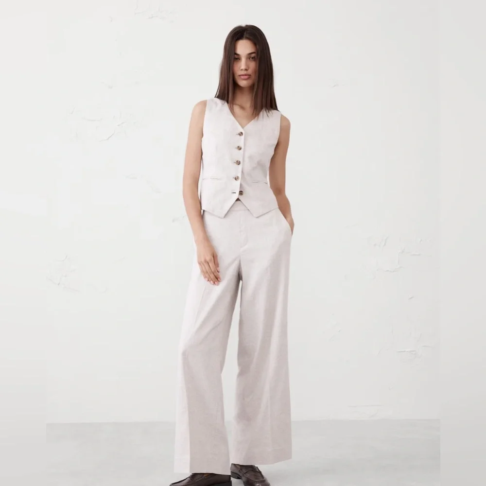 NWT! BANANA REPUBLIC FLAX HAYDEN WIDE LEG LINEN BLEND PULL ON PANT